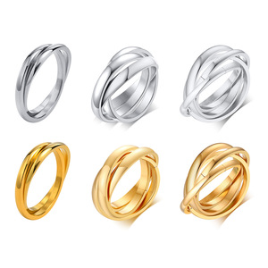 Thép không gỉ vòng ba lồng vào nhau cán cao đánh bóng xỉn kháng Wedding Band Stackable Vòng - Product Image 2