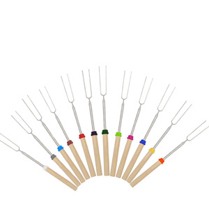 Nhà Máy Chuyên Nghiệp Babercue Xiên Kính Thiên Văn SMores Gậy, <span class=keywords><strong>Marshmallow</strong></span> Rang Gậy Bộ Với Tay Cầm Bằng Gỗ 12-32Inch - Product Image 3