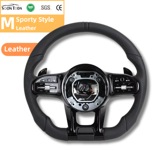 Volante de Cuero Completo con Detalles Negros para Mercedes Benz W204 W205 W211 W212 W213 W166 W167 X166 GLE 53 63 <span class=keywords><strong>AMG</strong></span> - Product Image 1