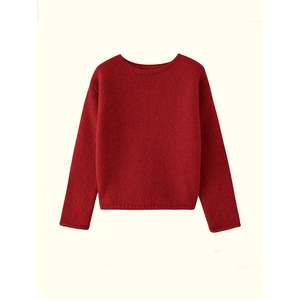 Women's Pink Crew Neck Long Sleeve Knit <b>Pullover</b> <b>Sweater</b> for Autumn - Product Image 6