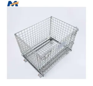 Lipat dan Stackable Penyimpanan Pallet Kandang/Wire Mesh Container Penutup Atas