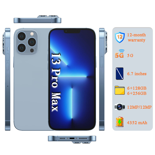 Hot Selling 100% Original Mobile Phones 13 Pro Max 128GB/256GB [12MP Camera] Unlocked Global Version 5G Smartphone A+ Quality