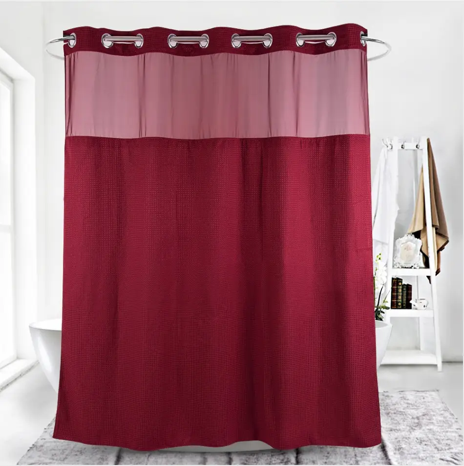 Uvan Mint Waffel Luxushotel haken lose Stoff Dusch vorhänge mit abnehmbarer Dusch vorhang aus Polyester