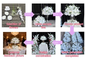 Arco Floreale Realistico in Seta Color Tortora e Albicocca per Decorazione Ingresso Matrimonio, Sfondo Romantico Morbido e Caldo - Product Image 6