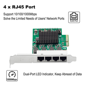 Tarjeta Ethernet Gigabit PCIe X4 Avanzada IOCREST, 4 Puertos RJ45 RTL8111H, Integración de Red Cableada Interna de Alta Velocidad para Computadora M720Q - Product Image 2
