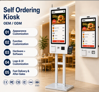 Kiosque de commande et de paiement en libre-service pour restaurant avec écran tactile de 21,5, 27 ou 32 pouces, imprimante de reçus, scanner QR et connexion KDS