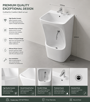Lavabo de Wudu musulman sur pied, design moderne, durable, résistant à l'eau, écologique, autoportant, en céramique blanche ovale, pour salle de bain et hôtel