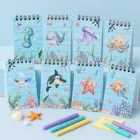 Carnet à spirale pour enfants, motif animaux marins de dessins animés, agenda de poche à thème fête, portable, à feuilles détachables, pour étudiants en classe