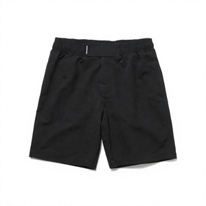 Shorts Bermuda pour homme, noirs unis, taille élastique, séchage rapide, avec poches, style décontracté - Product Image 1