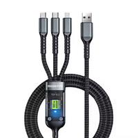 Kabel Data USB C Digital LCD Pengisian Cepat 100W Max Siap Kirim USB 3 in 1 Tipe C PD 100W 65W 27W 1.2meter