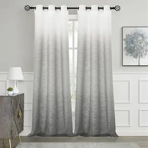 Ombre Blend Heavy Linen Texture Window Curtain Gradient Window Drapes Treatment for Living Room Bedroom