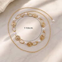 Chaîne de corps géométrique creuse en perles pour femme, chaîne de taille de plage