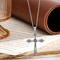Collier unisexe en argent sterling 925 avec pendentif croix chrétienne et moissanite couleur D VVS, vente en gros