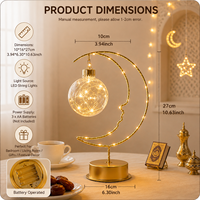 Lampe de table LED en forme de croissant de lune à piles Pafu, lampe suspendue en forme de globe, Ramadan, Eid, décoration de chambre à coucher, lampe décorative de fête
