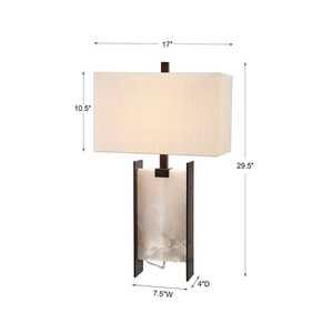 Chinese Style Black White Marble Linen Table Lamp 450x750 Led <b>Light</b> Source E27 Bulb Base Switch Control - Product Image 5
