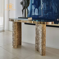 Nouvelle Table Console d'Entrée de Luxe en Laiton Italien Importé et Pierre, Design Italien, pour Villa et Manoir