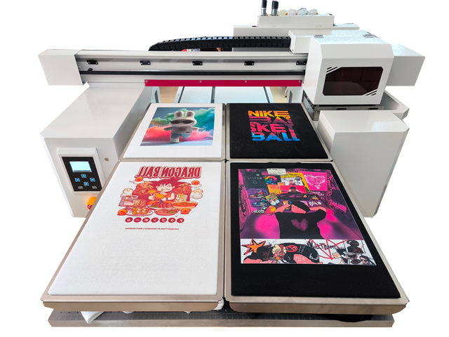 High-speed Four-station DTG printer T-shirts jeans and Canvas bag featuring excellent air permeability and high color fastness.