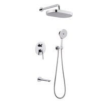 Ensemble de douche mural complet pour appartement et hôtel, avec corps en laiton massif moderne, cartouche Mingdi, tuyau renforcé de 1,5 m et panneau en acier inoxydable