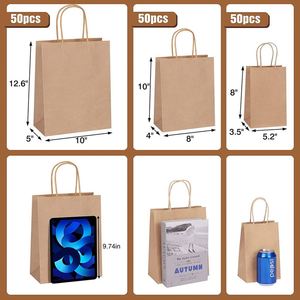 Paper Bags with Handles Assorted Sizes <b>Gift</b> Bulk Kraft Bags for <b>Small</b> Business Shopping Retail Party Merchandise Paper Bags - Product Image 2
