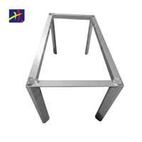 Table moderne de luxe sur mesure avec cadre photo et pieds chromés, utilisation hôtelière et commerciale, acier et chrome, taille personnalisée