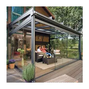 Malaysia rainproof waterproof winter season garden outdoor glass green house aluminium sunrooms with tempered glass