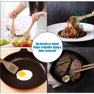 Ustensiles de cuisine en bambou avec support Cuillères en bambou pour la cuisson Spatules en bois et batterie de cuisine - Product Image 4