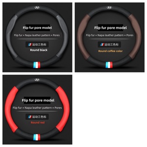 Funda de Volante Universal de Cuero Genuino y Fibra de Carbono para Automóviles, para las Cuatro Estaciones, para Hyundai, Venta al por Mayor de Fábrica Marcan - Product Image 4