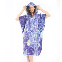 Hooded Surf Poncho Towel with Cartoon Pattern Quick Dry Knitted Microfiber Changing Robe Summer Beach Cover up for Water Sports