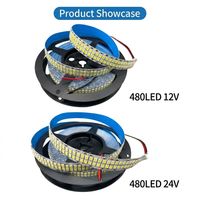 Bandes LED sous-meuble 480 LED/m Double rangée 2835 Ruban 12V 24V Ultra Lumineux Éclairage de plinthe de cuisine Certifié CE