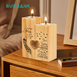 Subbank, regalo <span class=keywords><strong>de</strong></span> San Valentín <span class=keywords><strong>de</strong></span> madera personalizado para hombres y mujeres, pareja romántica en forma <span class=keywords><strong>de</strong></span> corazón, decoración <span class=keywords><strong>de</strong></span> boda, portavelas - Product Image 4