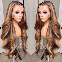 Perruques de Cheveux Humains Vierges en Gros Ondulées Ombrées Perruque de Cheveux Naturels pour Femmes Noires Perruque Lace Front Pas Chère