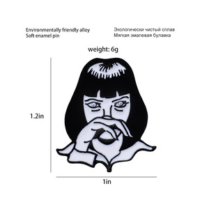 Broches en émail personnalisées <span class=keywords><strong>Mia</strong></span> Wallace en gros – Badges métalliques de personnage de film, broches en jean - Product Image 3