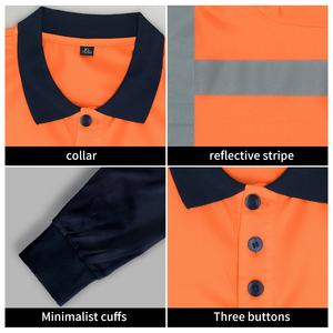 Ensemble de vêtements de travail haute visibilité personnalisé<span class=keywords><strong>s</strong></span> avec logo : polos à manches longues, pantalons réfléchissants, respirants et à <span class=keywords><strong>s</strong></span>échage rapide, t-shirts de travail haute visibilité - Product Image 5