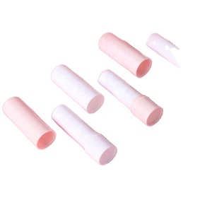In Stock 4.5g Pink White Lip Balm <b>Tube</b> <b>Plastic</b> Lipstick Container White Smooth Cylinder Lip Gloss Container - Product Image 1