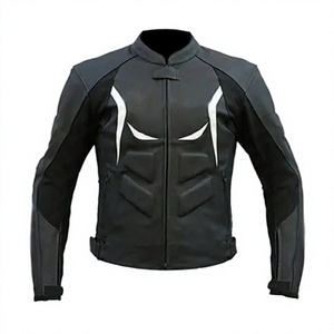 Blouson de moto en cuir de vachette véritable pour homme/Chaqueta avec protection CE niveau 2 et bosse de protection - Product Image 1