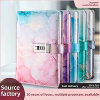 Carnet de notes A5 exclusif transfrontalier en similicuir avec serrure à combinaison, reliure sans fil, idéal pour étudiants, cadeau, papeterie