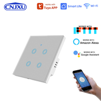 Interrupteur mural intelligent WiFi Tuya 1/2/3/4 gangs 110V/220V avec prise en charge RF433 et Alexa, compatible câblage sans neutre ou avec neutre