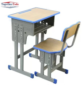 Ensemble table et chaise d'école, table de classe individuelle, structure métallique, bureau et chaise pour étudiants - Product Image 4