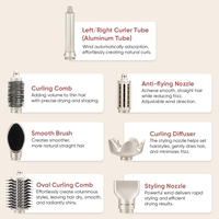 Nouvelle conception de lisseur professionnel pour cheveux, brosse coiffante à air chaud, sèche-cheveux et styler 8 en 1, prise US, multi-styler, sèche-cheveux