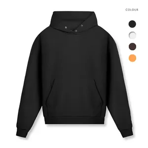 Mens Fleece Hooded Sweatshirt Autumn and Winter Sports Loose Jacket Plus Size Solid Color Fitness Casual Pullover Hoodie