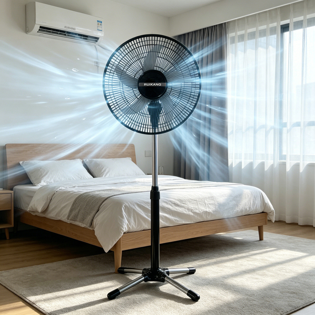 Quiet Adjustable Pedestal Fan Electric Outdoor Oscillating Stable Vertical Support Frame 3 Speed Control Hotel Use