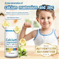 Comprimés de calcium, magnésium, zinc et vitamine D3 en marque privée OEM, favorisent la croissance osseuse, le développement de la taille et l'immunité, complément alimentaire quotidien