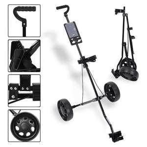 Factory Wholesale Very Popular <b>Foldable</b> Iron Frame Golf Push Cart New Black Lightweight Golf <b>Trolley</b> With 2 Wheels - Product Image 2