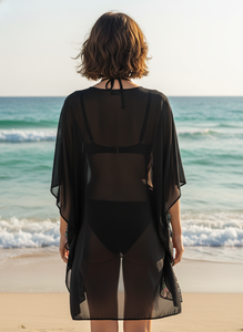Robe de plage d'été pour femme, tendance, courte, transparente, kaftan respirant et confortable, vêtement de couverture pour maillot de bain de resort - Product Image 3