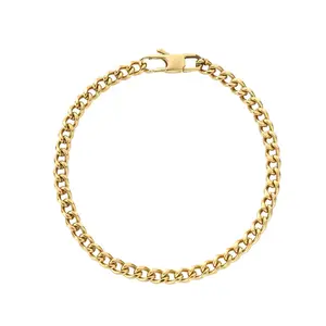Wholesale pvd plating 18k gold plated stainless steel chunky curb link bracelet chain mens luxury gold chain bracelet for men
