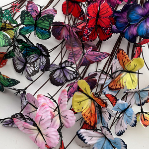 Papillons en soie aux couleurs variées, fleurs artificielles pour décoration de mariage en extérieur, style moderne, respectueux de l'environnement - Product Image 2