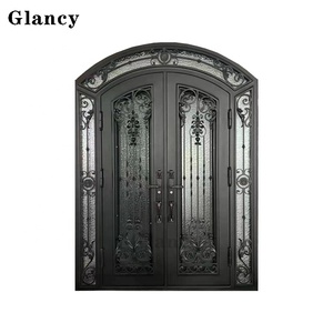 Porta d'Ingresso Antifurto Moderna in Vetro e Metallo, Design in Ferro Battuto per Casa, Porte Francesi d'Entrata - Product Image 6