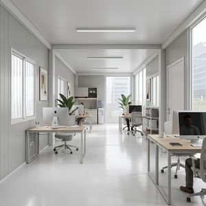 Bâtiment de bureau mobile préfabriqué en conteneur plat de 20 pieds, logement temporaire modulaire pour personnel avec fenêtres de sécurité - Product Image 4
