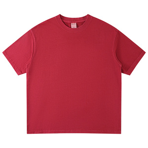 Quá Khổ 280gsm Rửa Axit Dệt Kim T-Shirt Cho Nam Giới 100% Cotton Vòng Cổ <span class=keywords><strong>Tee</strong></span> Trong Màu Đỏ Tối Màu Xám Với Logo Miễn Phí Thiết Kế In Ấn - Product Image 3