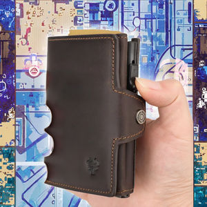 Monedero Corto de Cuero Genuino con Cierre de Broche, Bloqueo RFID para Tarjetas de Crédito, Monedero Unisex de Moda con Cremallera de Cuero Crazy Horse, Multifuncional - Product Image 3